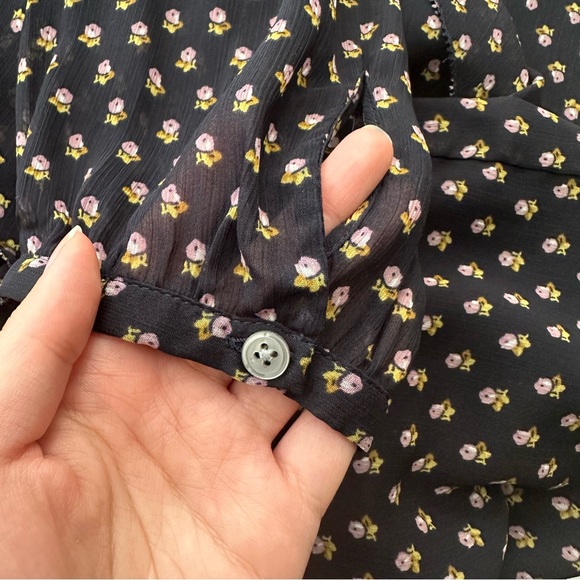 LOFT Rose Ruffle V-neck Blouse - Picture 6 of 8